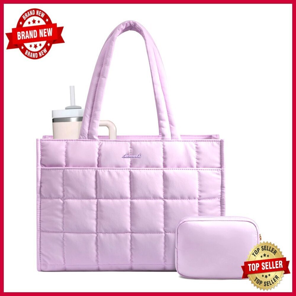 Large Lightweight Tote Bag with 12 Pockets for Laptop Work Travel Gym